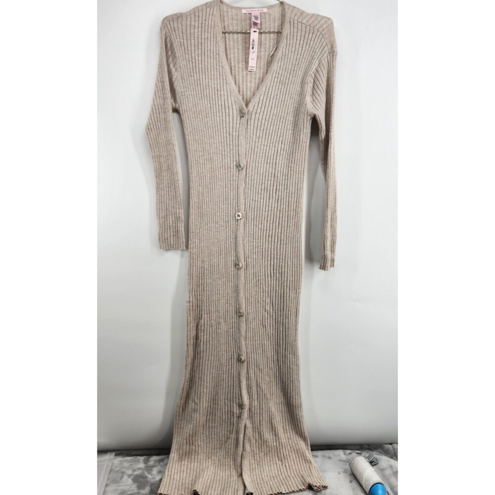 Victoria's Secret XS Driftwood Luxe Creme Knit Cardigan Dress NWT